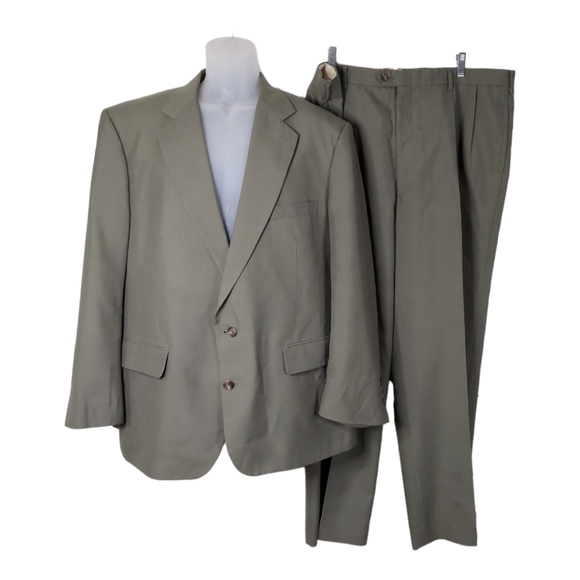 Gerald Austin London NY 40R 40/30 2 Button Green Suit Blazer Sports Coat Pants - Picture 12 of 14